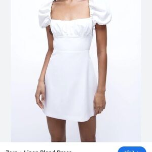 Zara White Puff Sleeve Mini Dress